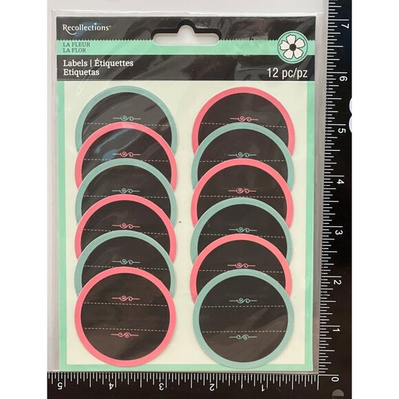Recollections DECORATIVE Adhesive Labels STICKERS 12 Pack PINK GREEN 395790 - Picture 2 of 3
